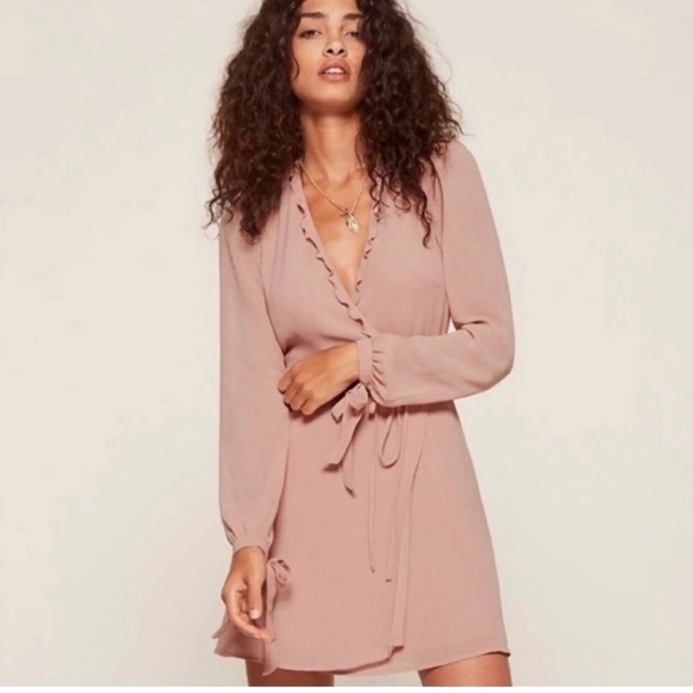NWT Reformation Delta Wrap Dress in Blush